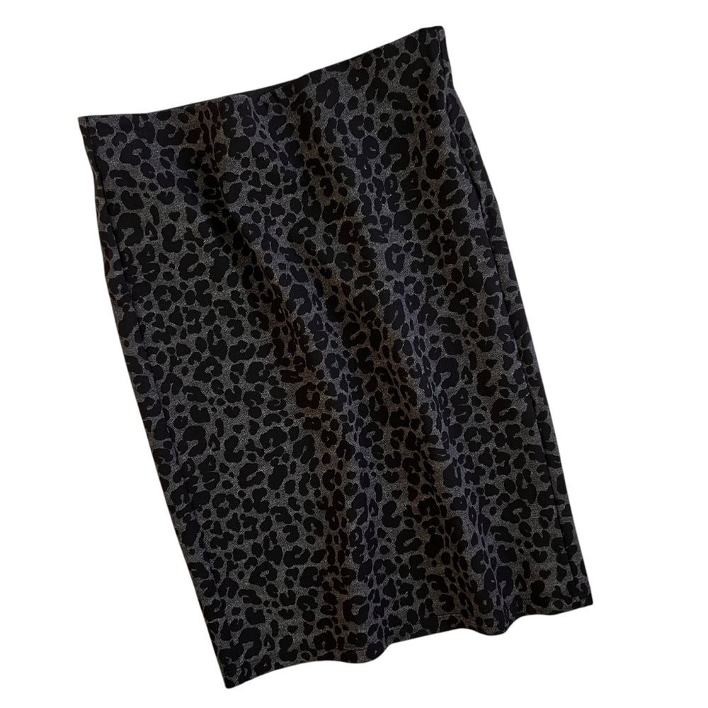 LOFT Leopard Print Pencil Skirt Knee-Length Black Gray Sz S